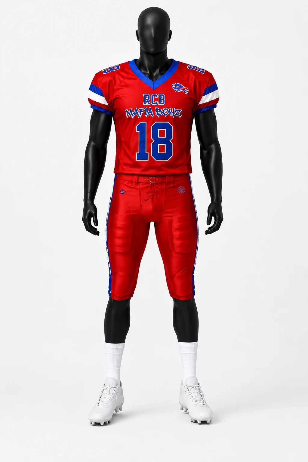 Custom SHAUNZ SPORTS American football uniform in the website brand colorway